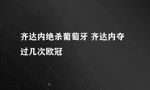 齐达内绝杀葡萄牙 齐达内夺过几次欧冠