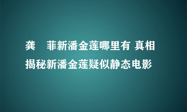 龚玥菲新潘金莲哪里有 真相揭秘新潘金莲疑似静态电影