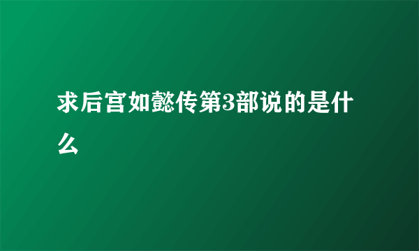 求后宫如懿传第3部说的是什么