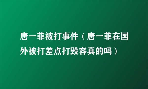 唐一菲被打事件（唐一菲在国外被打差点打毁容真的吗）