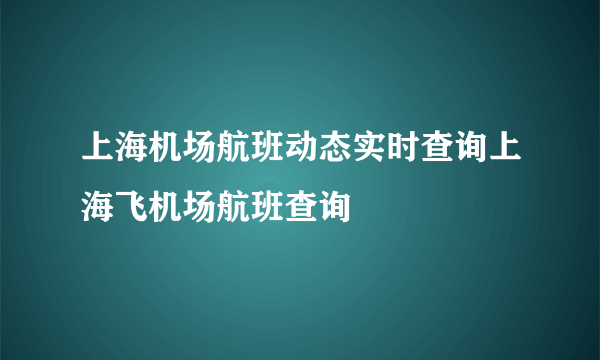 上海机场航班动态实时查询上海飞机场航班查询