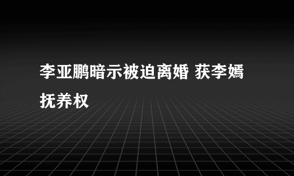 李亚鹏暗示被迫离婚 获李嫣抚养权