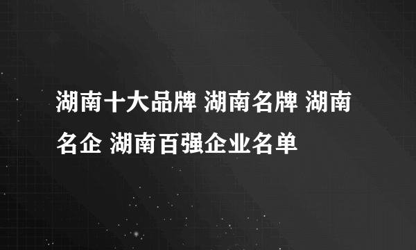 湖南十大品牌 湖南名牌 湖南名企 湖南百强企业名单