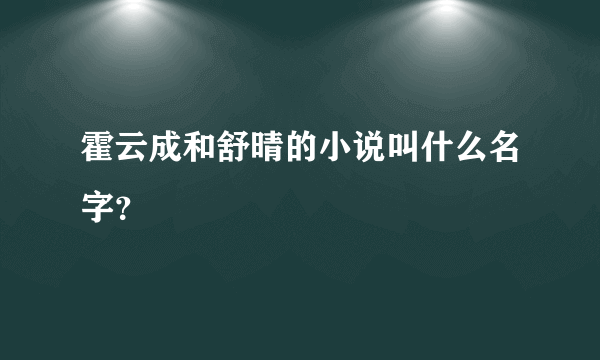 霍云成和舒晴的小说叫什么名字？