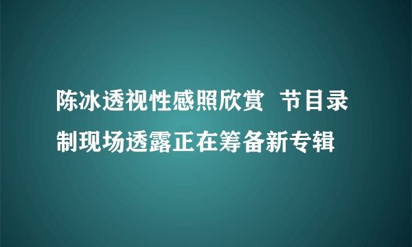 陈冰透视性感照欣赏  节目录制现场透露正在筹备新专辑