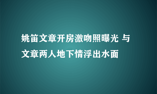 姚笛文章开房激吻照曝光 与文章两人地下情浮出水面