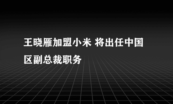 王晓雁加盟小米 将出任中国区副总裁职务