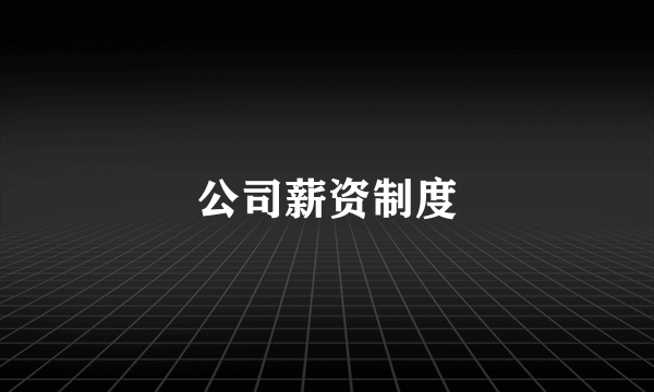 公司薪资制度