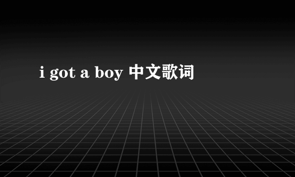 i got a boy 中文歌词