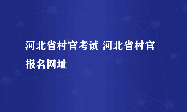 河北省村官考试 河北省村官报名网址