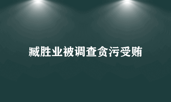 臧胜业被调查贪污受贿