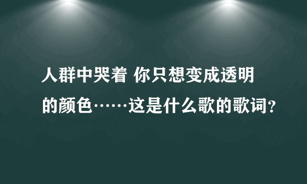 人群中哭着 你只想变成透明的颜色……这是什么歌的歌词？