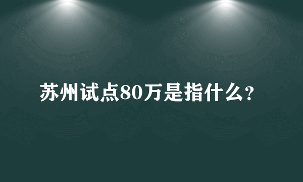 苏州试点80万是指什么？