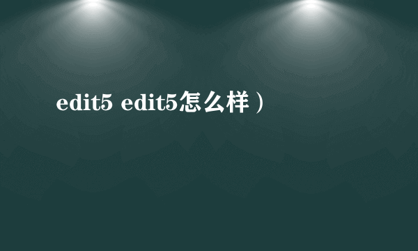 edit5 edit5怎么样）