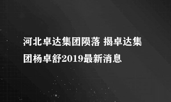 河北卓达集团陨落 揭卓达集团杨卓舒2019最新消息