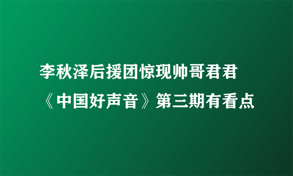 李秋泽后援团惊现帅哥君君   《中国好声音》第三期有看点