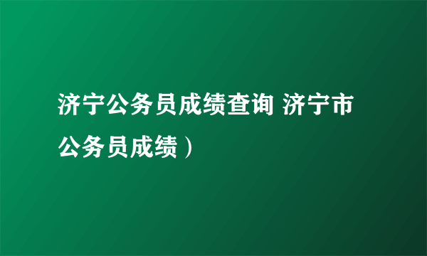 济宁公务员成绩查询 济宁市公务员成绩）