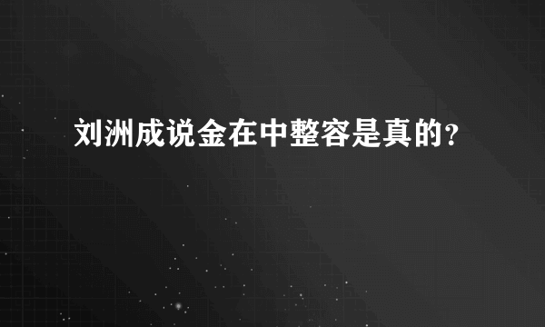 刘洲成说金在中整容是真的？