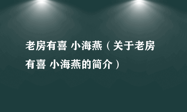 老房有喜 小海燕（关于老房有喜 小海燕的简介）