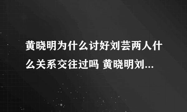 黄晓明为什么讨好刘芸两人什么关系交往过吗 黄晓明刘芸分手原因