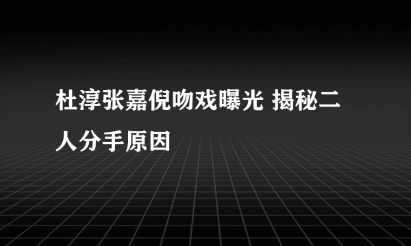 杜淳张嘉倪吻戏曝光 揭秘二人分手原因