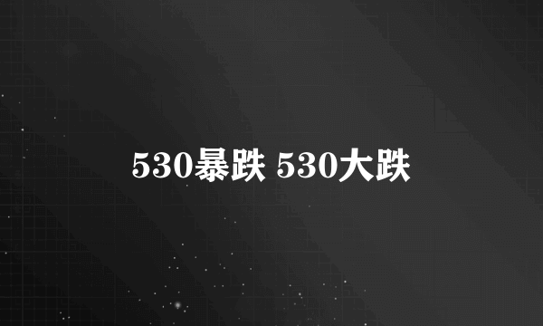 530暴跌 530大跌