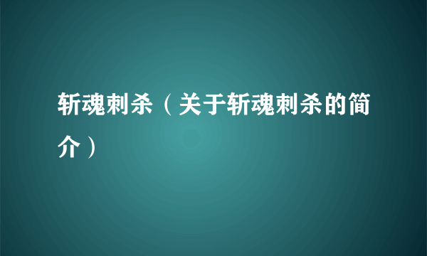 斩魂刺杀（关于斩魂刺杀的简介）