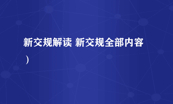 新交规解读 新交规全部内容）