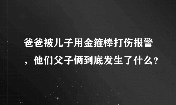 爸爸被儿子用金箍棒打伤报警，他们父子俩到底发生了什么？