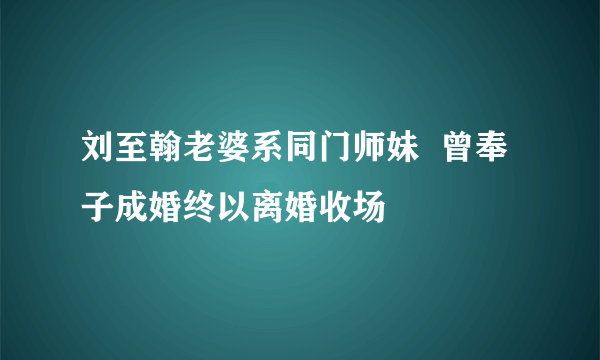 刘至翰老婆系同门师妹  曾奉子成婚终以离婚收场