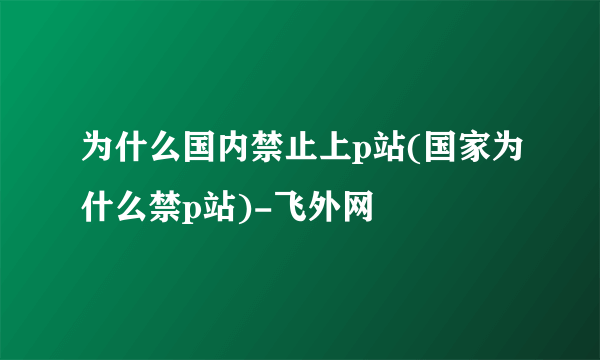 为什么国内禁止上p站(国家为什么禁p站)-飞外网