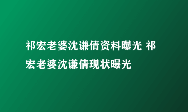 祁宏老婆沈谦倩资料曝光 祁宏老婆沈谦倩现状曝光