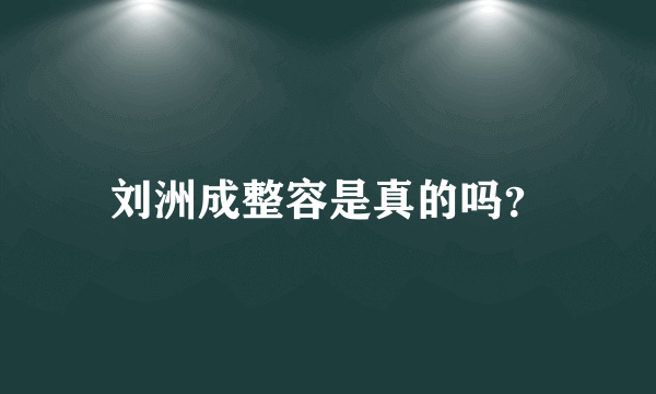 刘洲成整容是真的吗？