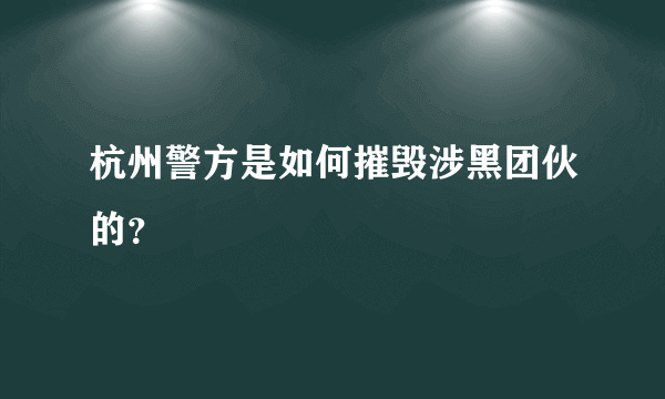 杭州警方是如何摧毁涉黑团伙的？