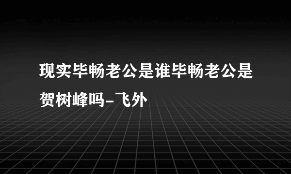 现实毕畅老公是谁毕畅老公是贺树峰吗-飞外