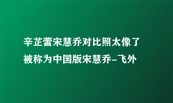 辛芷蕾宋慧乔对比照太像了 被称为中国版宋慧乔-飞外