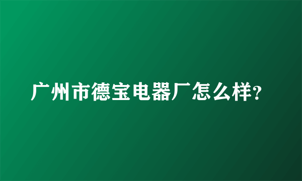 广州市德宝电器厂怎么样？