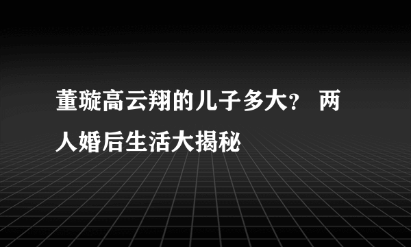 董璇高云翔的儿子多大？ 两人婚后生活大揭秘