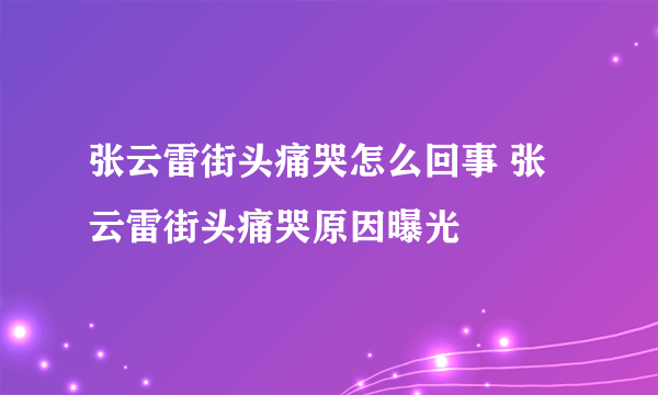 张云雷街头痛哭怎么回事 张云雷街头痛哭原因曝光