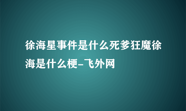 徐海星事件是什么死爹狂魔徐海是什么梗-飞外网