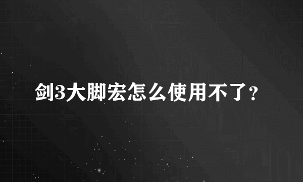 剑3大脚宏怎么使用不了？