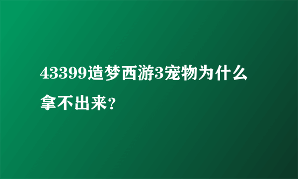 43399造梦西游3宠物为什么拿不出来？