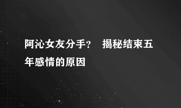 阿沁女友分手？  揭秘结束五年感情的原因