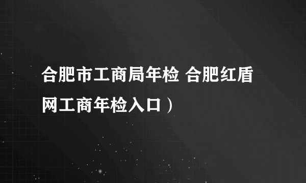 合肥市工商局年检 合肥红盾网工商年检入口）