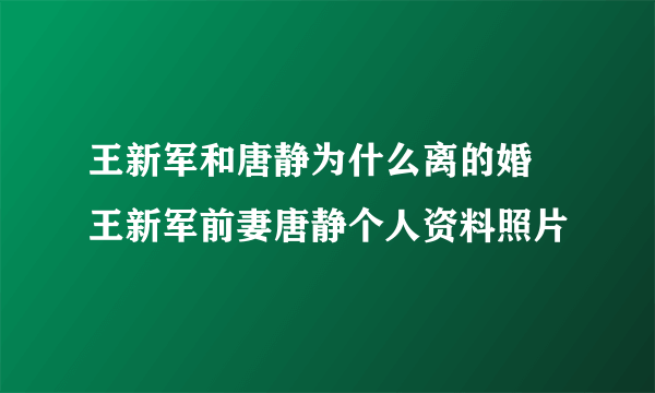 王新军和唐静为什么离的婚 王新军前妻唐静个人资料照片