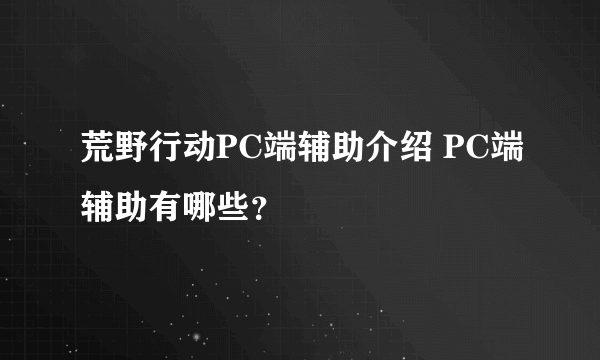 荒野行动PC端辅助介绍 PC端辅助有哪些？