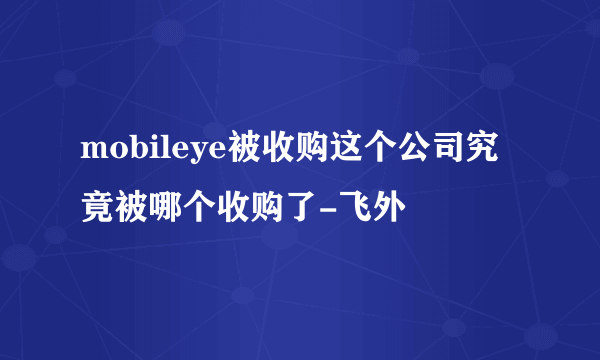 mobileye被收购这个公司究竟被哪个收购了-飞外