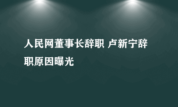 人民网董事长辞职 卢新宁辞职原因曝光