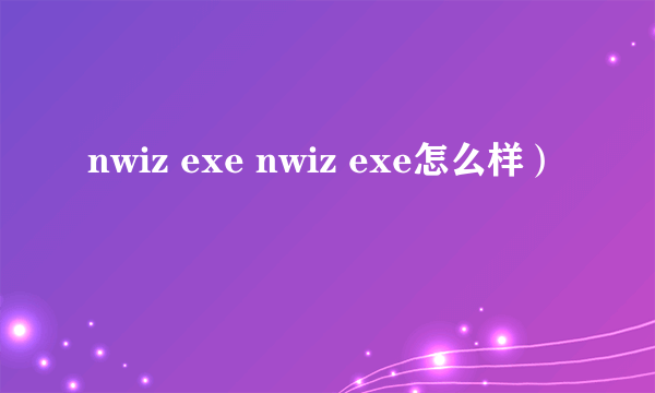 nwiz exe nwiz exe怎么样）