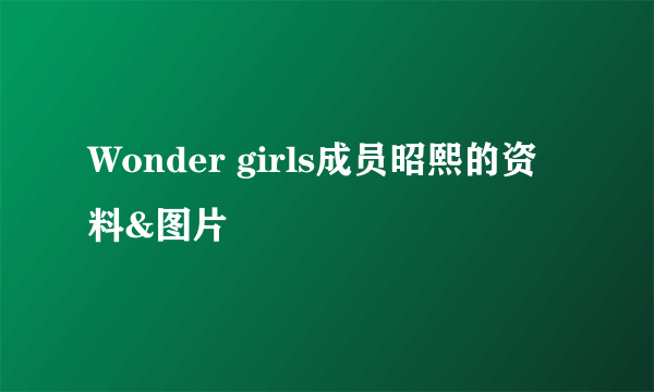 Wonder girls成员昭熙的资料&图片